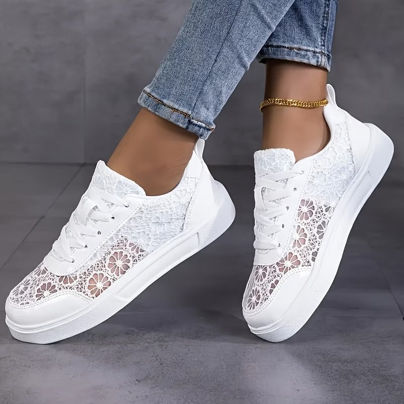 Alessa | Lace Panel Low Top Sneakers