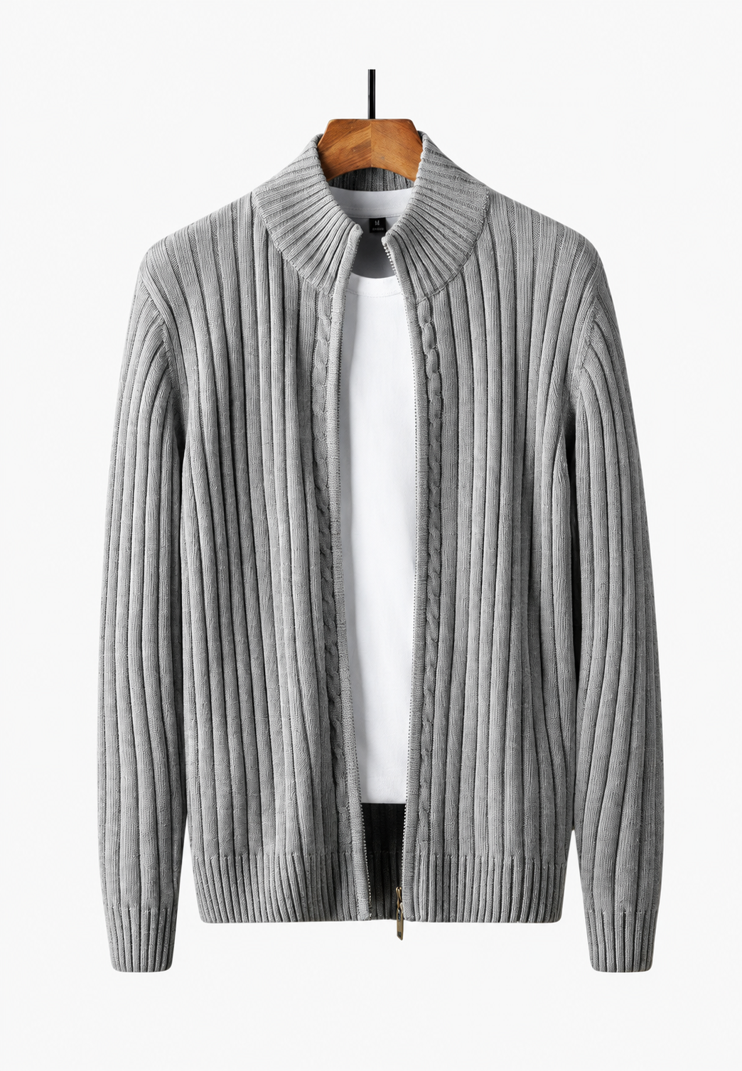 Dimitrios | Cardigan with Ribbed Knit and Stand Collar