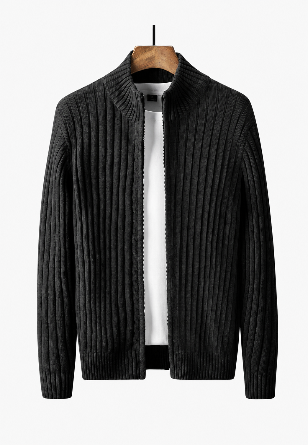 Dimitrios | Cardigan with Ribbed Knit and Stand Collar