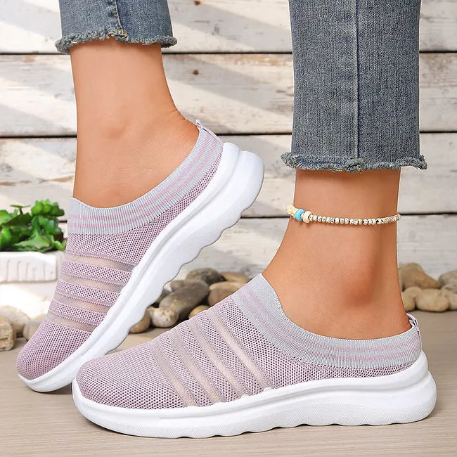 Aleyda | Slip On Striped Knit Casual Trainers