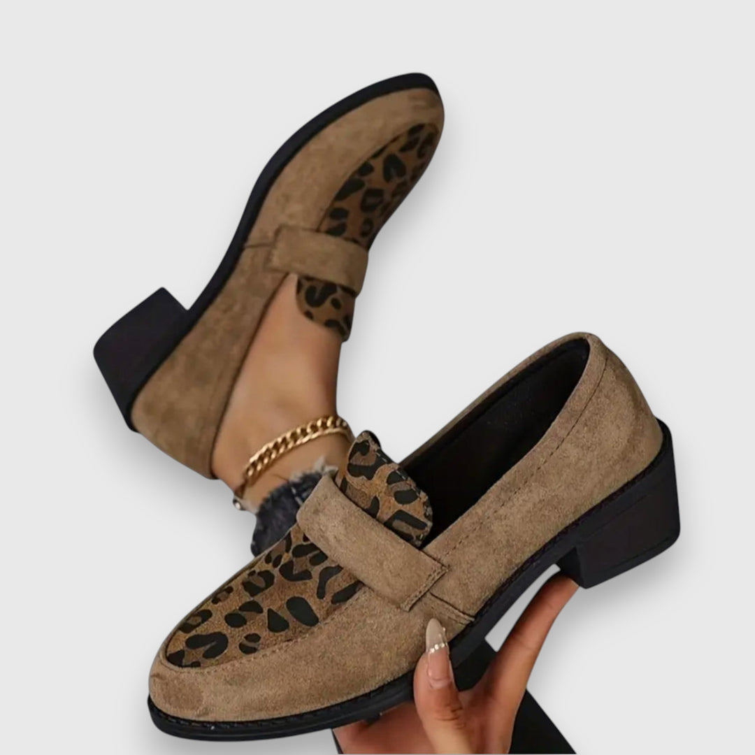 Lucyna | Leopard Print Block Heel Loafers