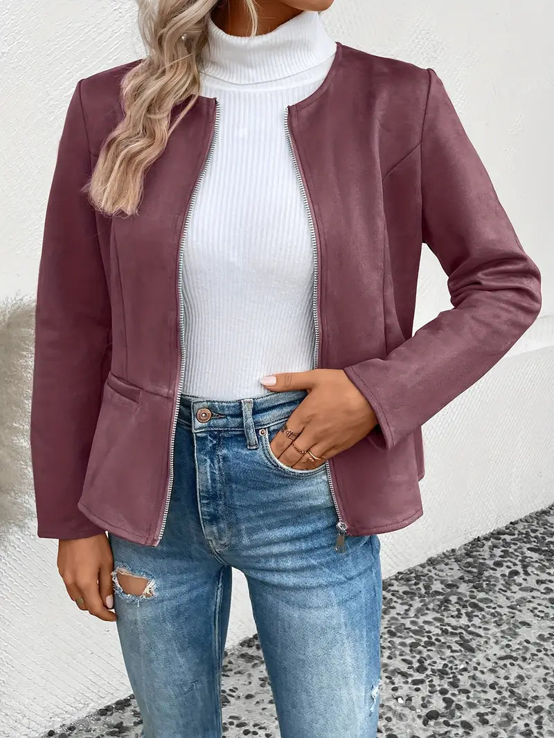 Roksana | Jacket with Round Neck and Zip Closure