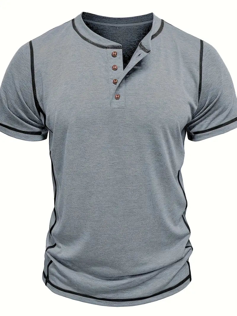 Orazio | Short Sleeve Henley Neck T-Shirt