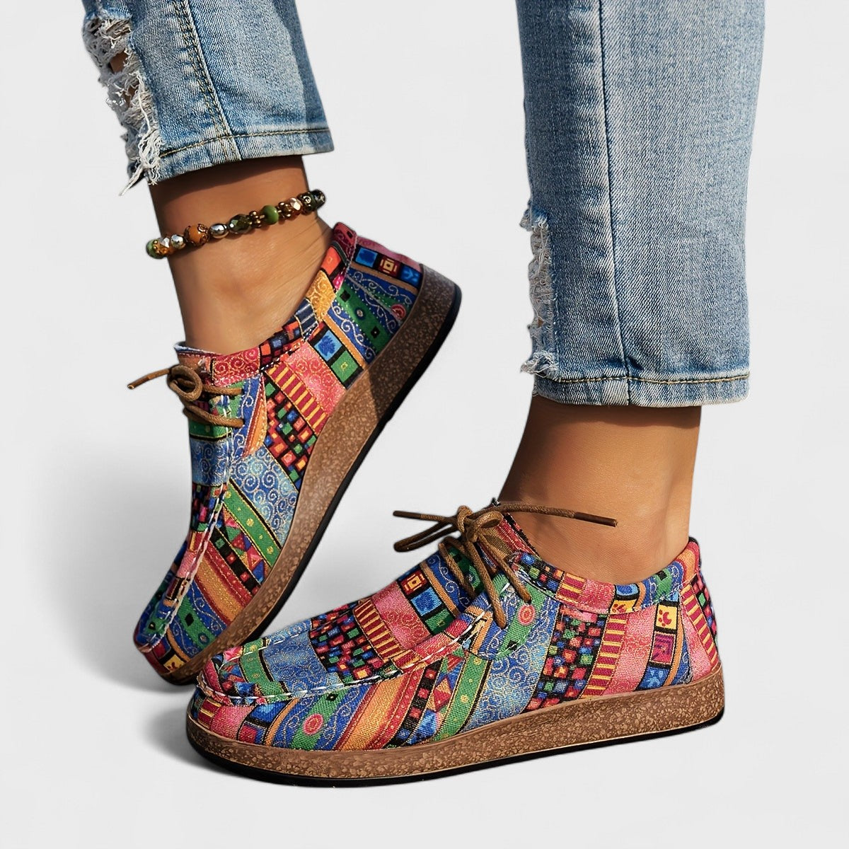 Munyika | Patterned Lace-Up Casual Comfort Shoes