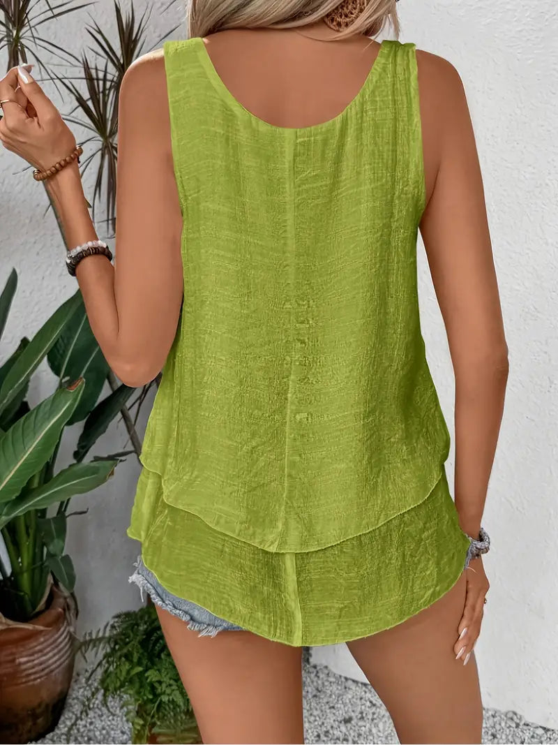 Cressida | Sleeveless Layered Swing Vest Top