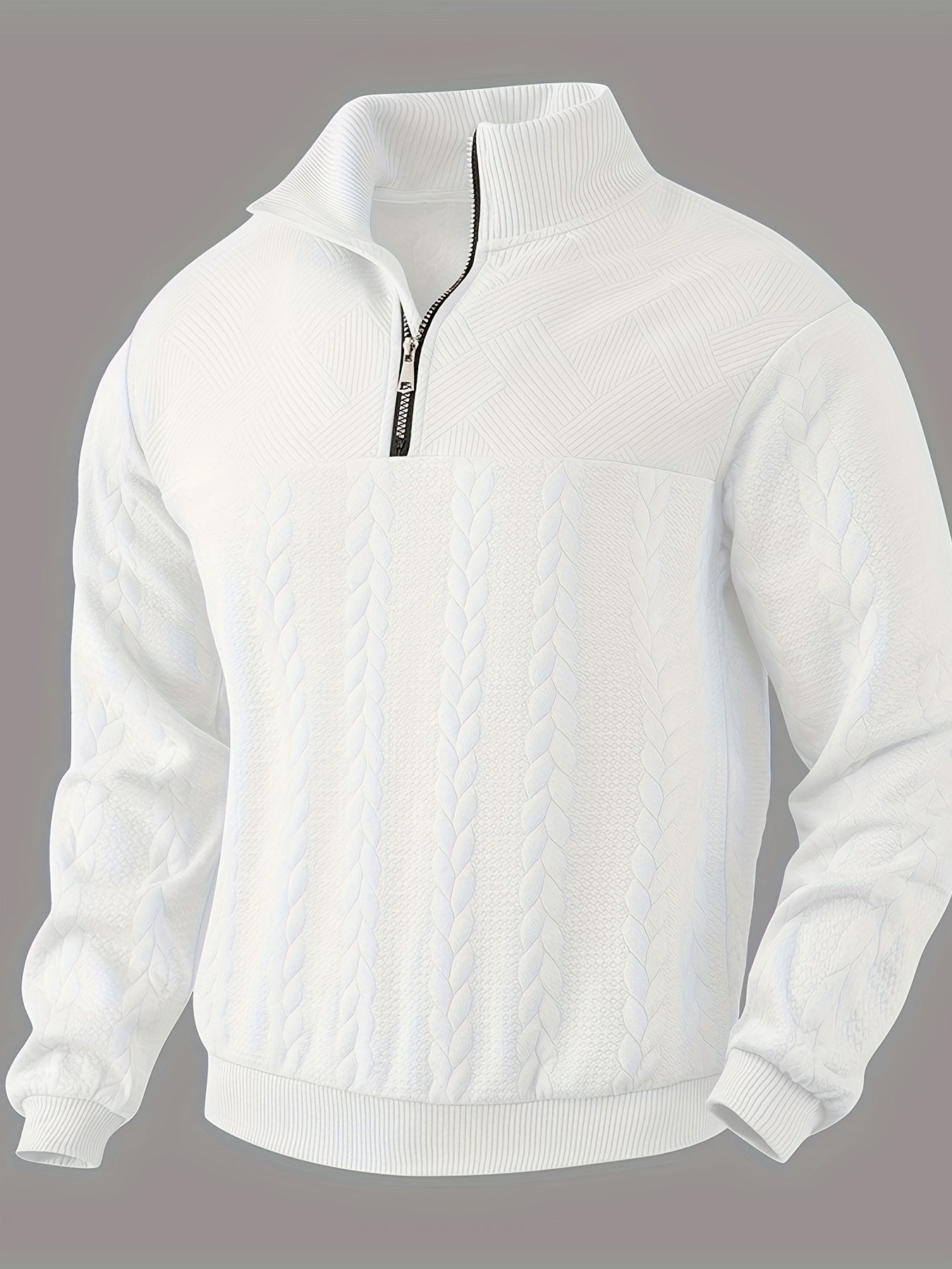 Caleb | Quarter Zip Cable Knit Sweatshirt