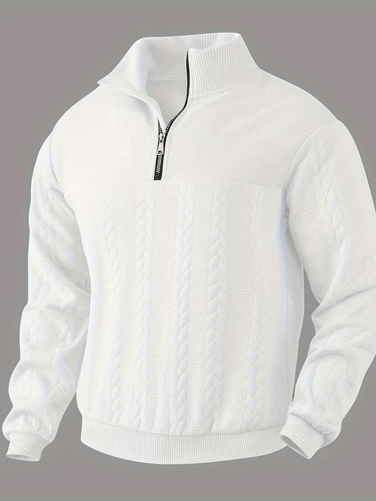 Caleb | Quarter Zip Cable Knit Sweatshirt