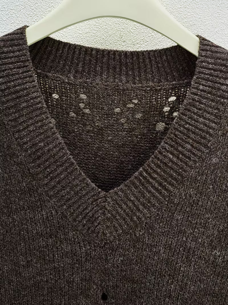 Bimashi | V Neck Oversized Knitted Poncho Sweater