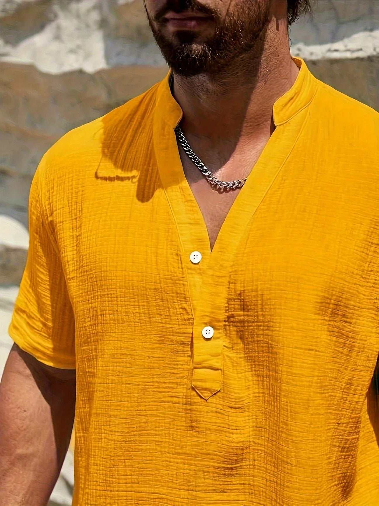 Sancho | Short Sleeve Stand Collar Shirt
