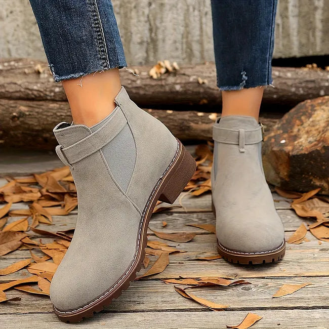 Veloella | Ankle Boots with Buckle Strap and Elastic