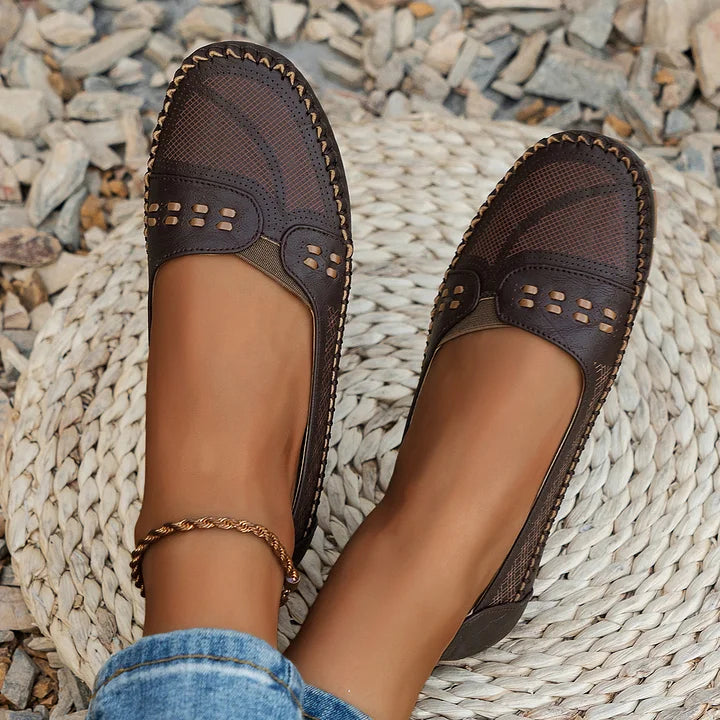 Gerdien | Brown Slip-On Perforated Loafers