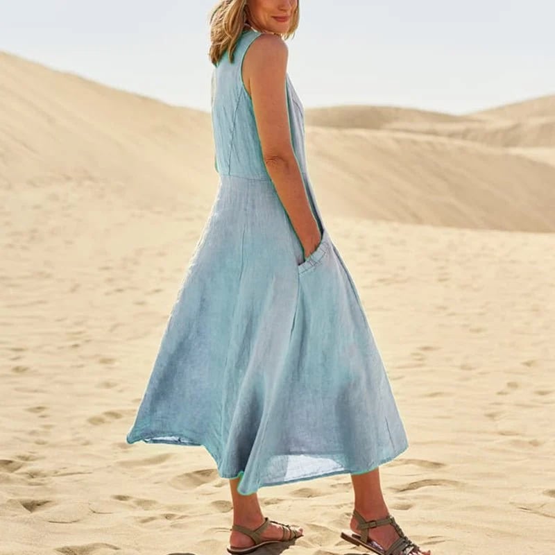 Zoha | Sleeveless Pocket Maxi Swing Dress