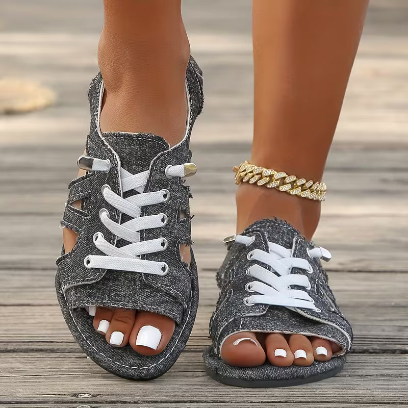 Samyn - Open Toe Lace Up Sandals