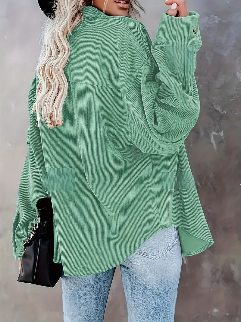 Irmela | Long Sleeve Button Front Corduroy Shirt