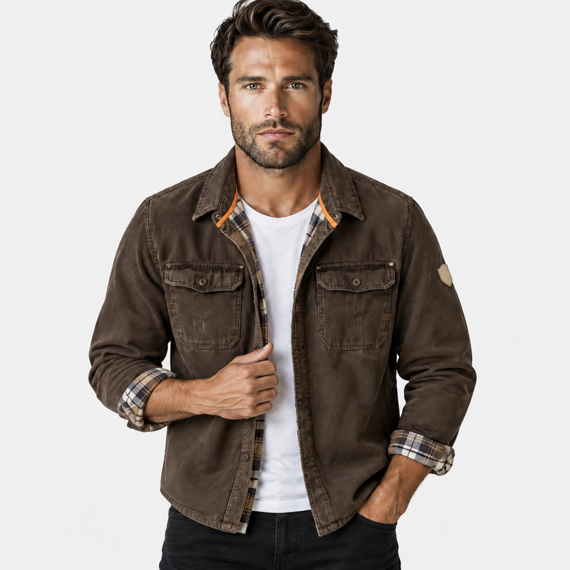 Flynn | Jacket with Flap Pockets and Plaid Cuffs