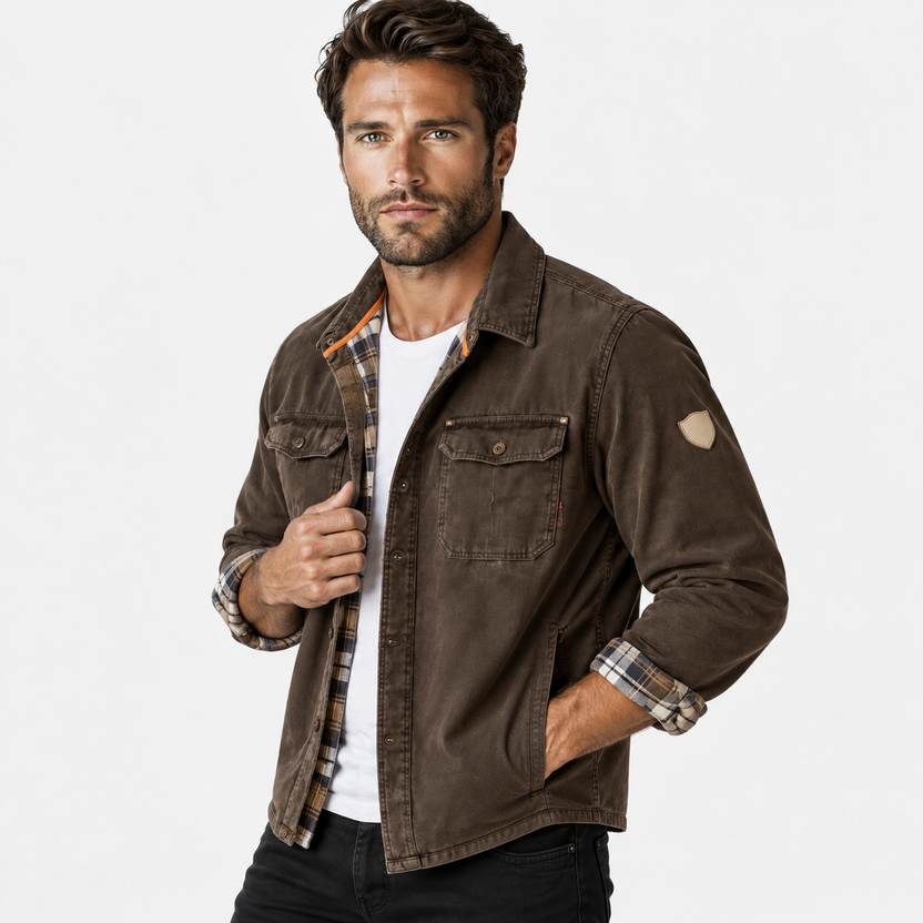 Flynn | Jacket with Flap Pockets and Plaid Cuffs