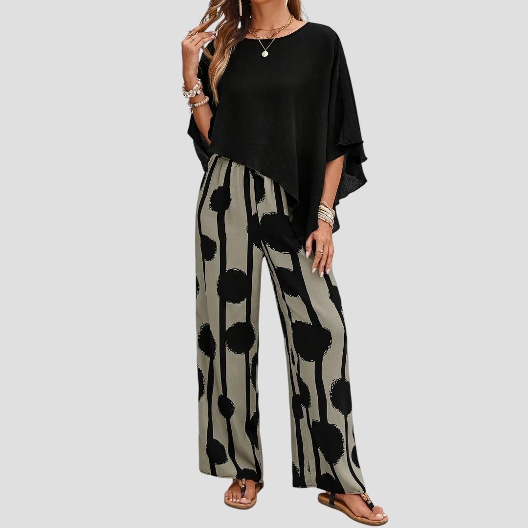 Paolina | Overlay Top Wide Leg Jumpsuit