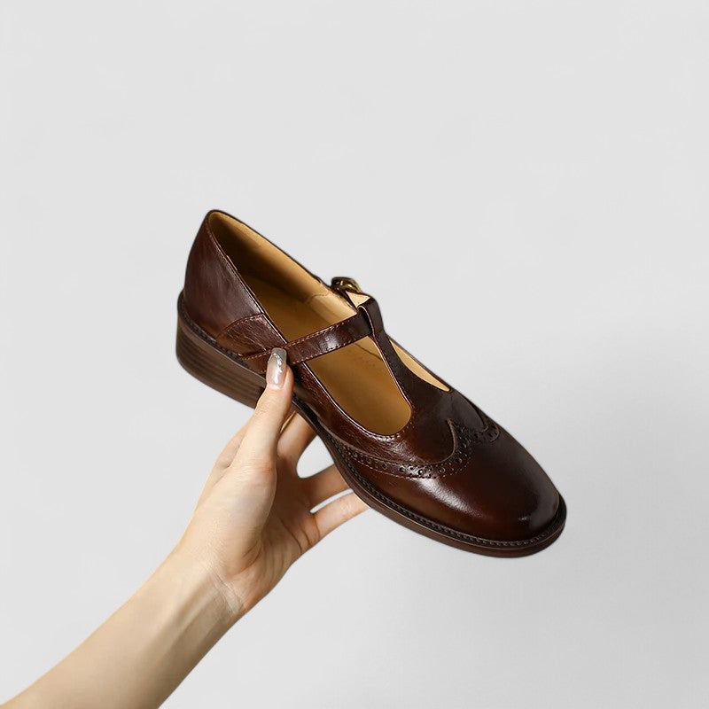 Azime | Mary Jane Shoes with Brogue Detail