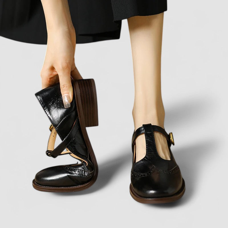 Azime | Mary Jane Shoes with Brogue Detail
