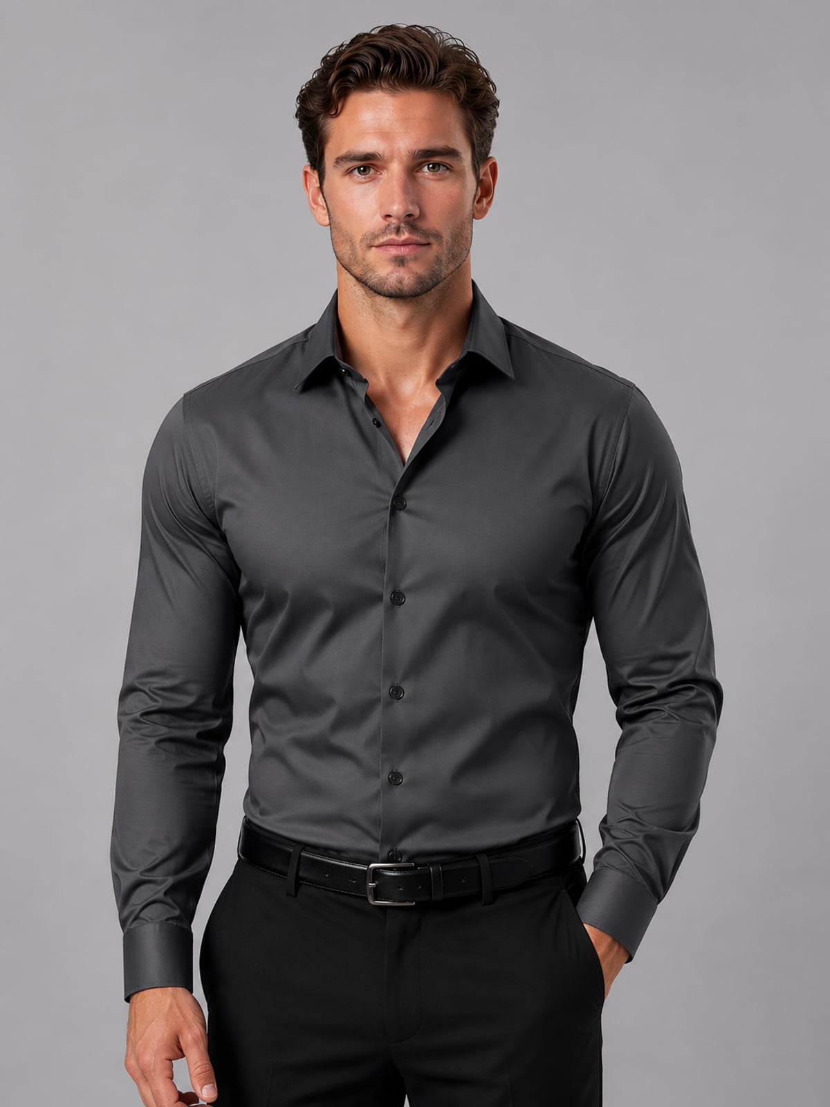 Braulio | Long Sleeve Fitted Shirt with Pointed Collar