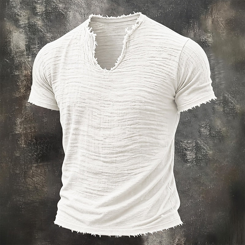 Pavel | T Shirt With V Neck Raw Hem