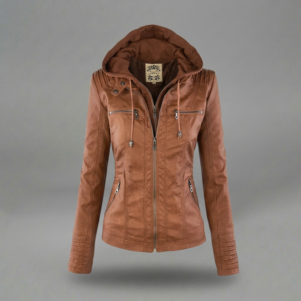 Neleena | Hooded Zip Front Fitted Jacket