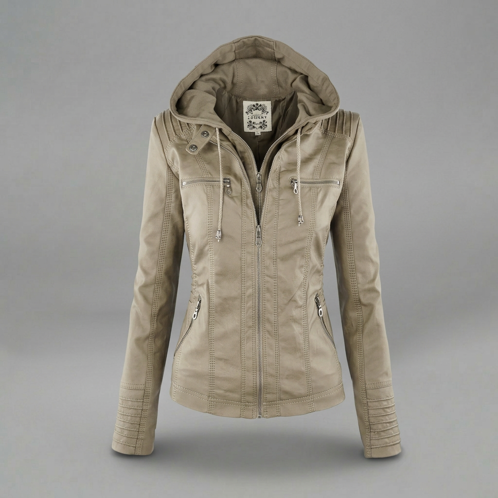 Neleena | Hooded Zip Front Fitted Jacket