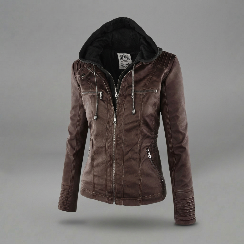 Neleena | Hooded Zip Front Fitted Jacket