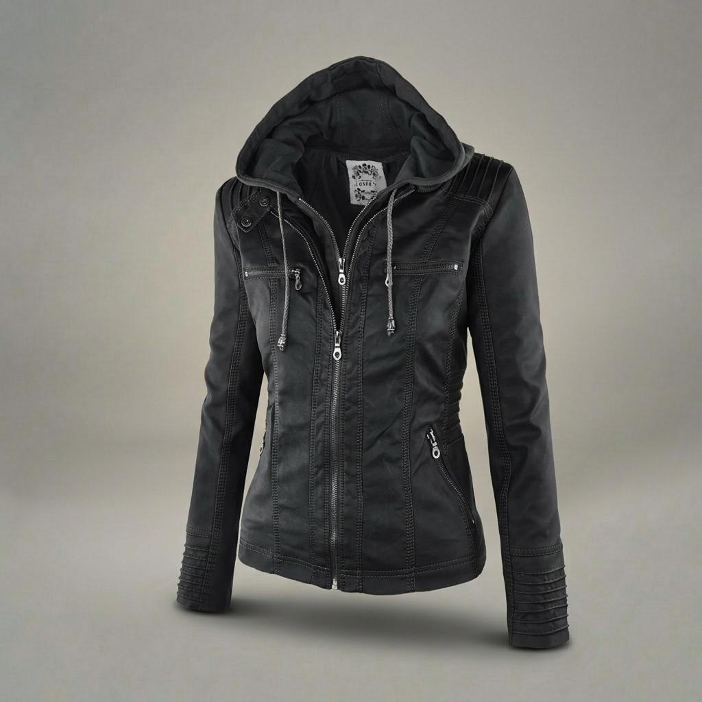 Neleena | Hooded Zip Front Fitted Jacket