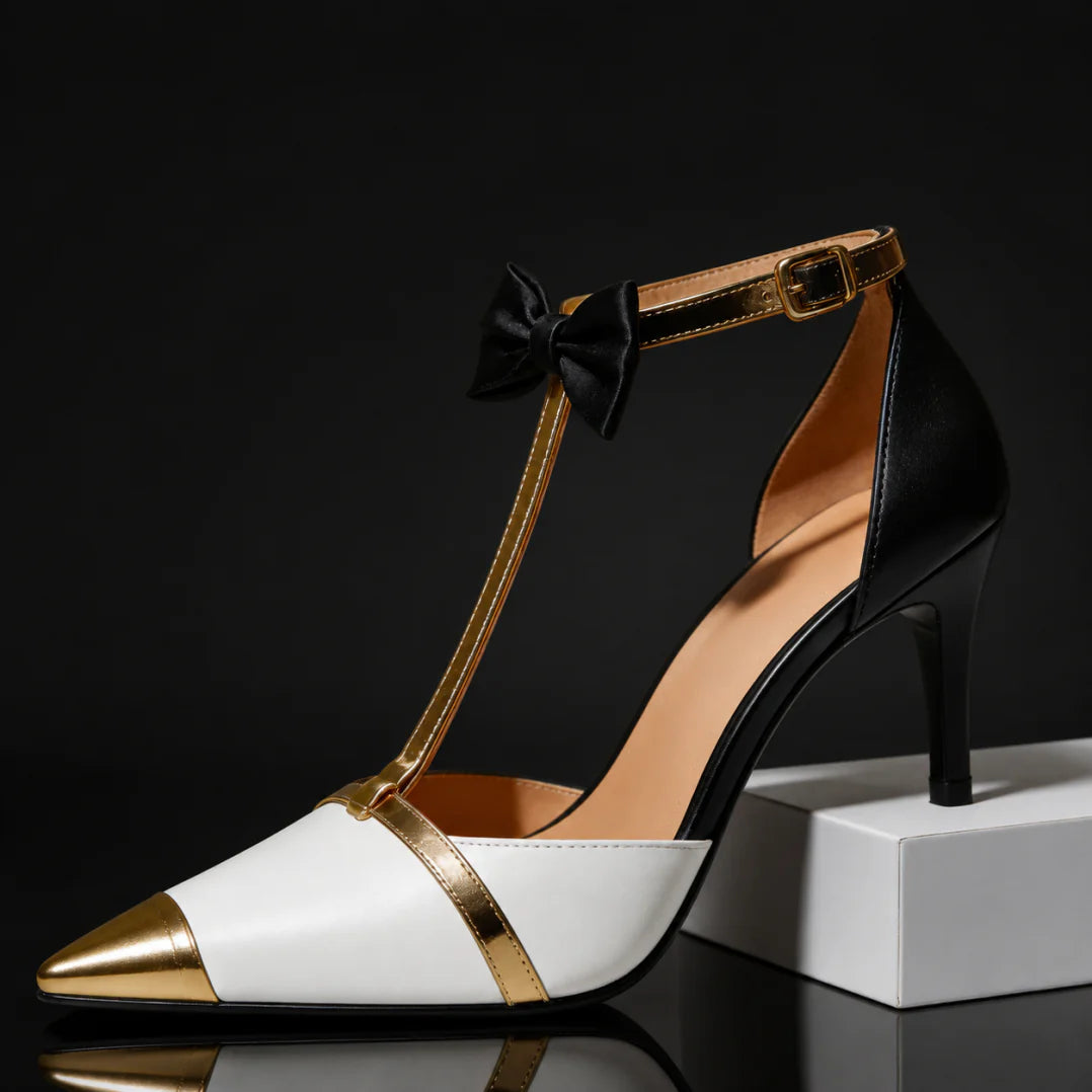Eunice | High Heels with T Strap Bow