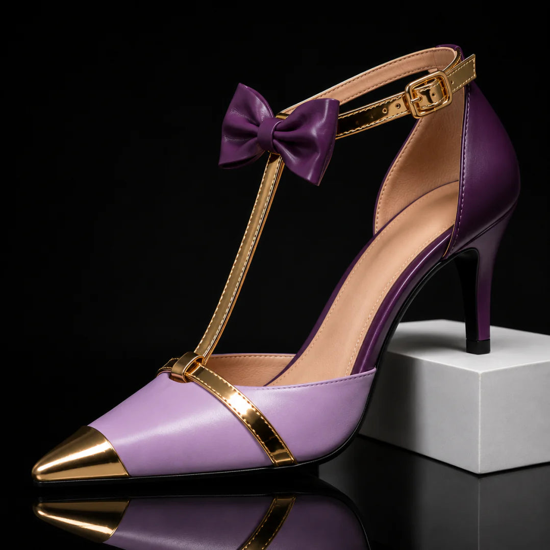 Eunice | High Heels with T Strap Bow