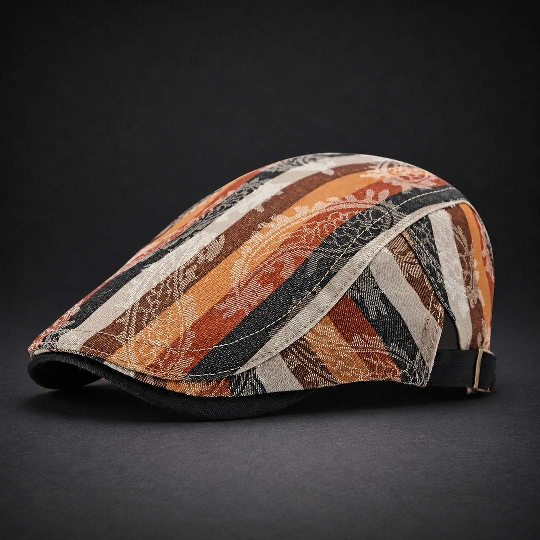 Leoan | Flat Cap with Vintage Striped Floral Pattern