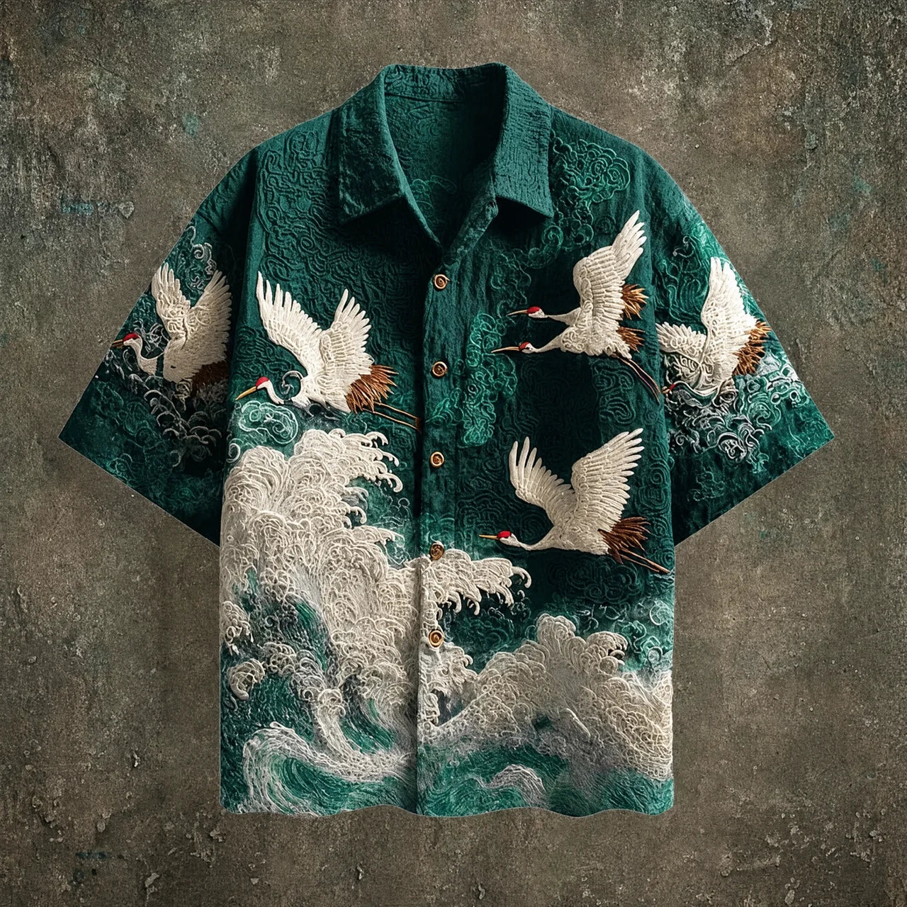 Francis | Short Sleeve Crane Wave Print Shirt