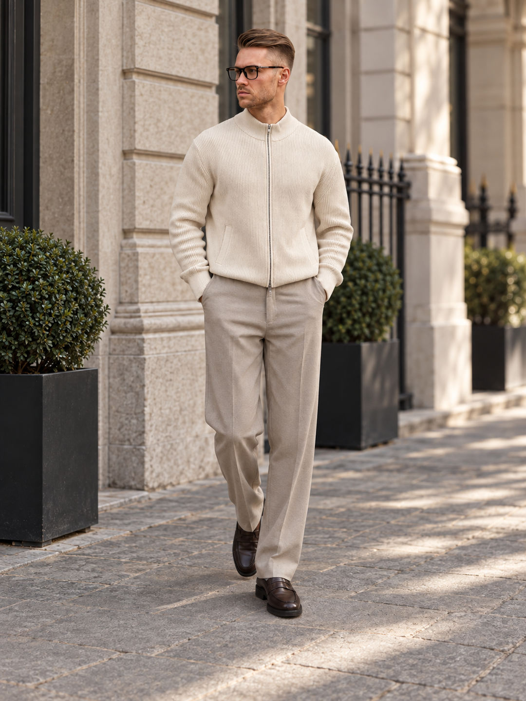 Milou | Ribbed Cardigan with Stand Collar