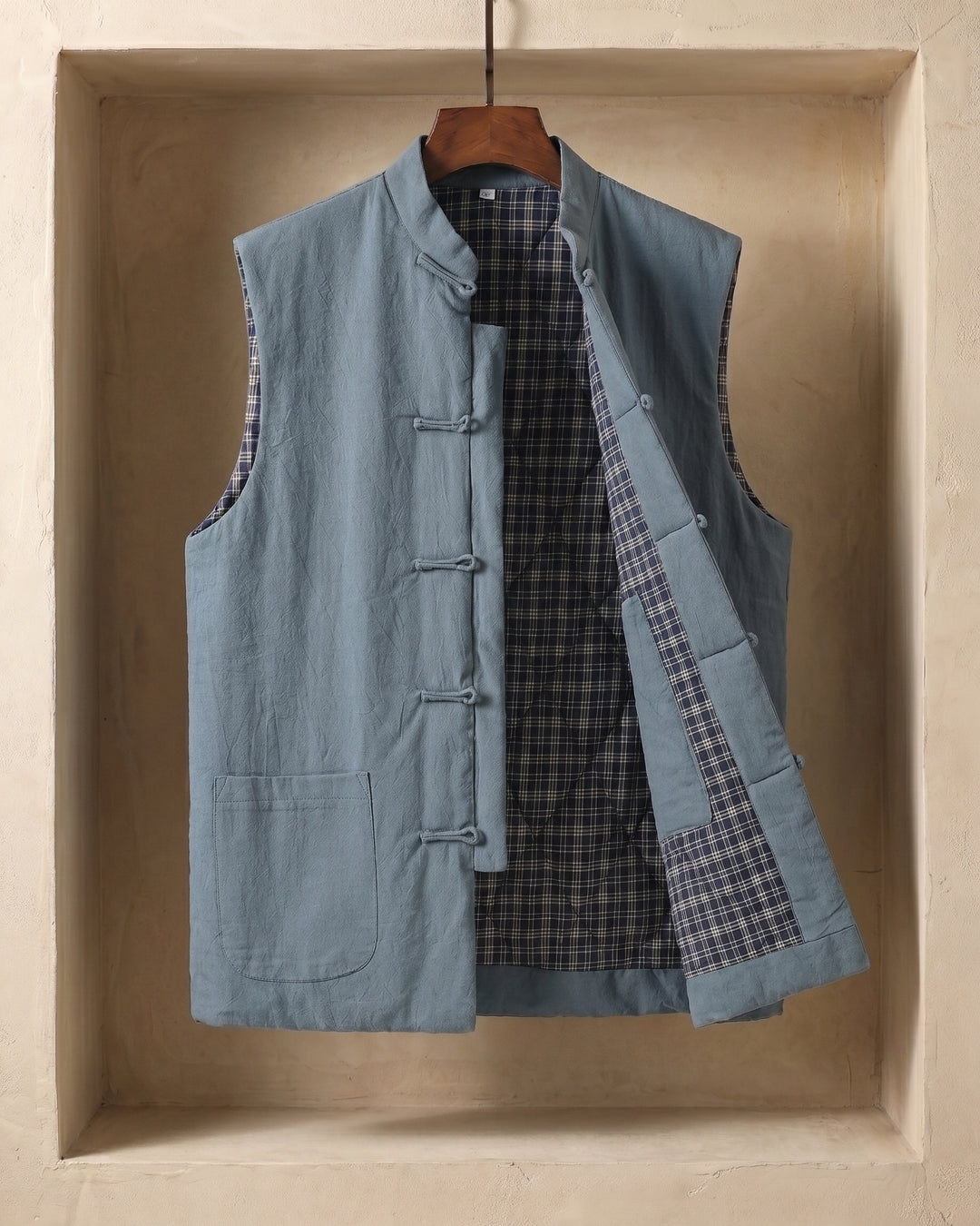 Fredrick - Pocket Front Stand Collar Sleeveless Vest