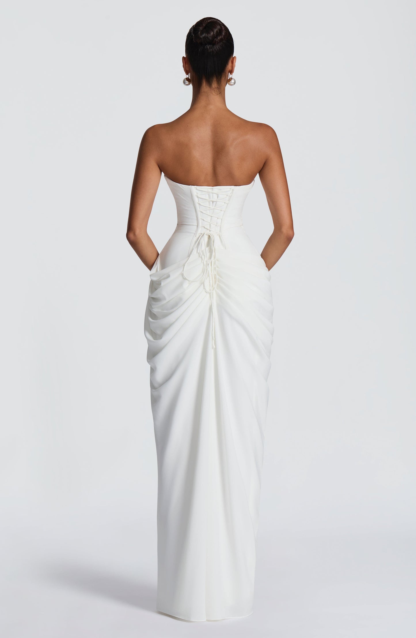 Narja | Strapless Ruched Maxi Dress High Split