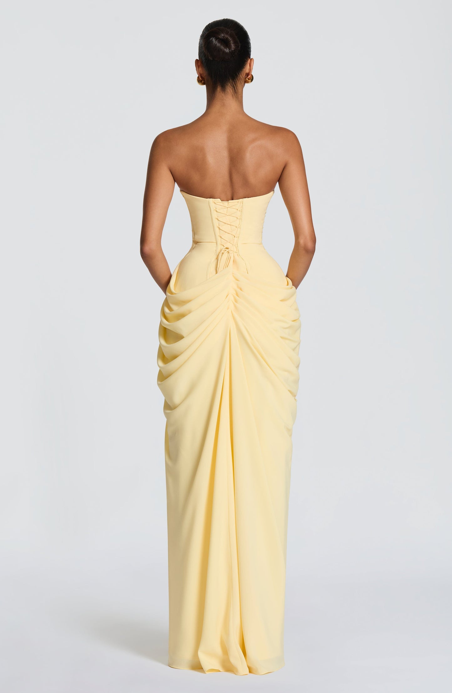 Narja | Strapless Ruched Maxi Dress High Split