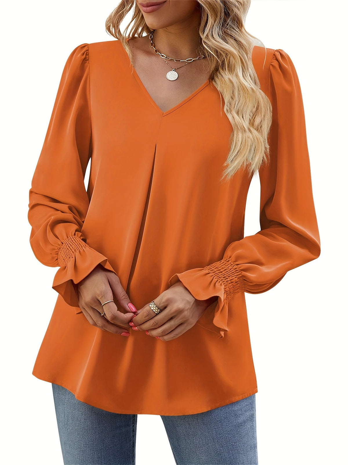 Quenisetta | Loose Fit Long Sleeve Blouse with Ruffles