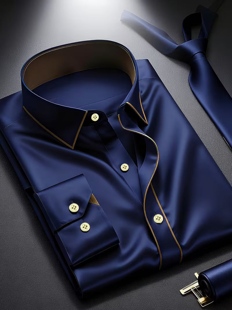 Daven | Long Sleeve Contrast Trim Button Shirt