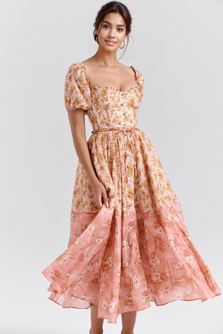 Mellie | Floral Puff Sleeve Midi Dress