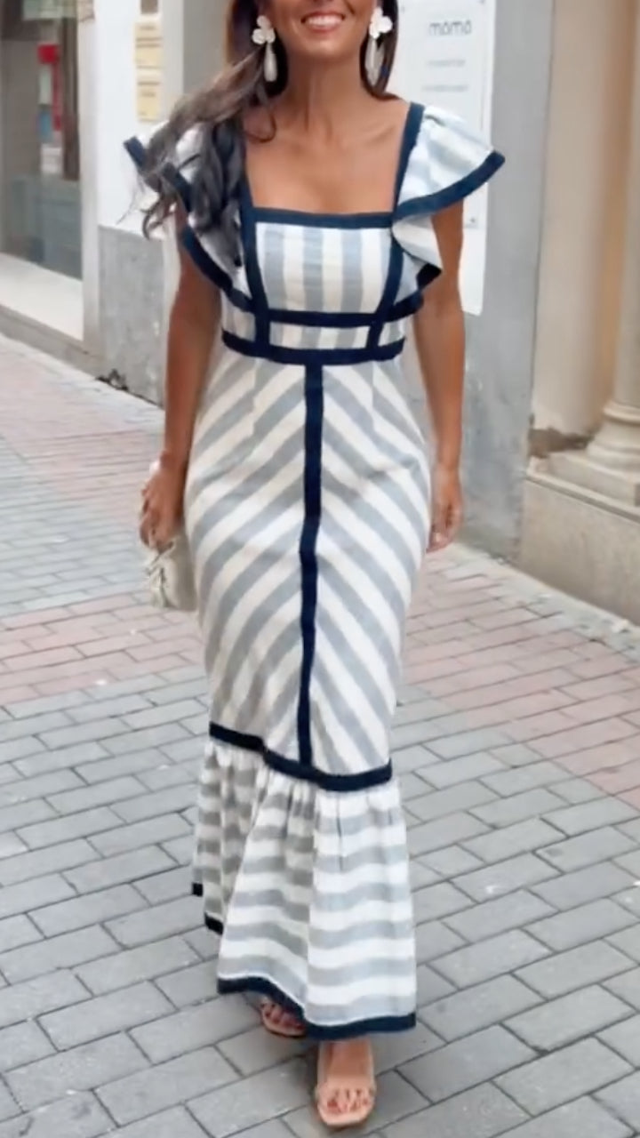 Lileeka | Maxi Dress Stripe Print Flutter Sleeve