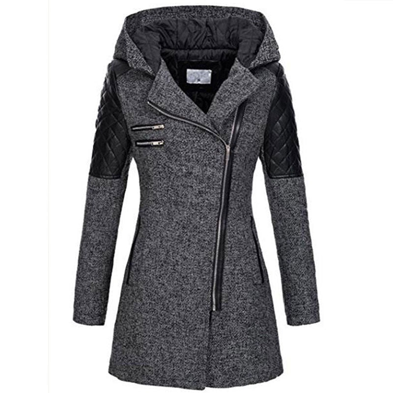 Eszter | Hooded Asymmetric Zip Longline Coat