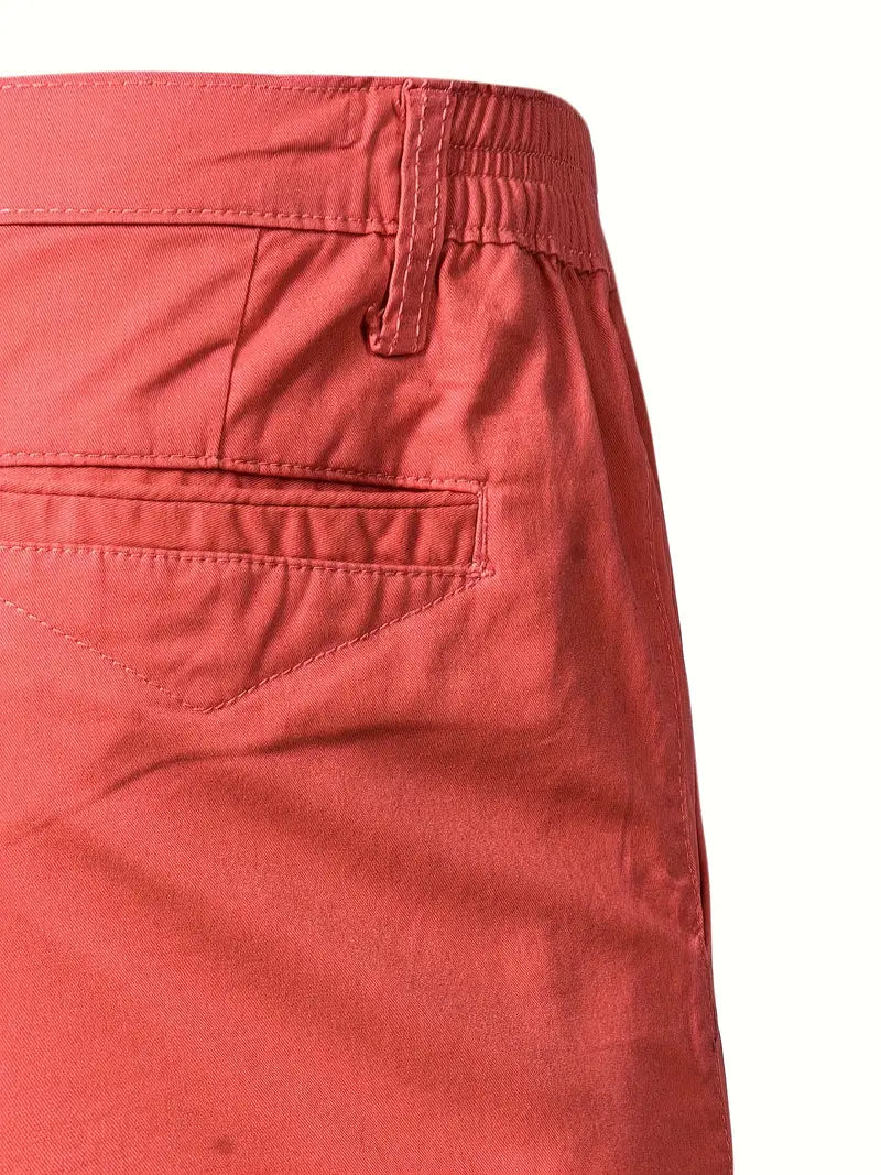 Baird - Casual Elastic Waist Pocket Shorts