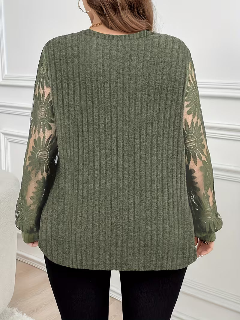 Suchinda | Cold-Shoulder Long Sleeve Top in Green