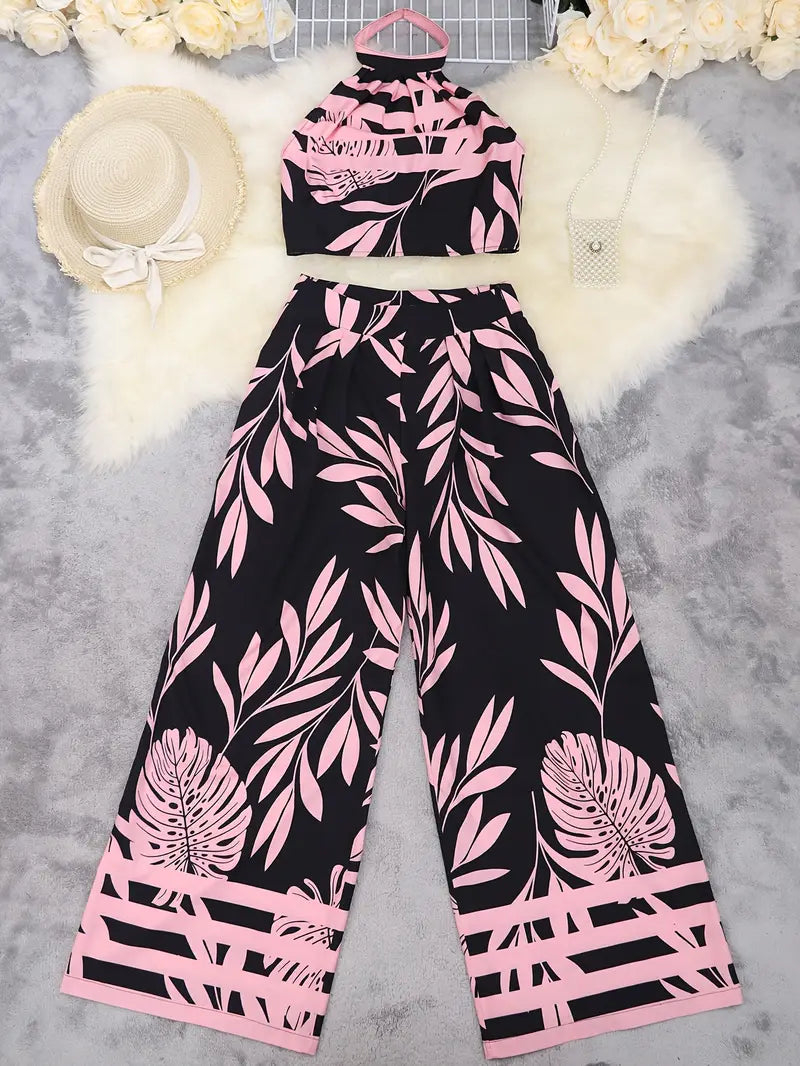 Zirina | Tropical Print Halter Two Piece Set