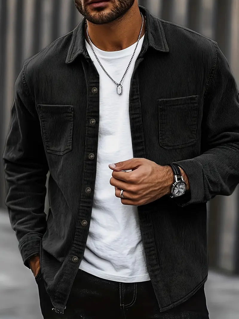 Rickey | Corduroy Button-Up Shirt with Chest Pockets