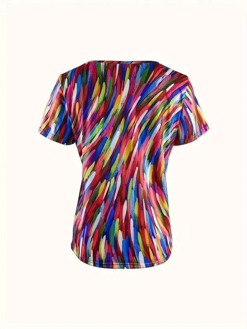 Vidumini | Abstract Print Short Sleeve Scoop Neck Top