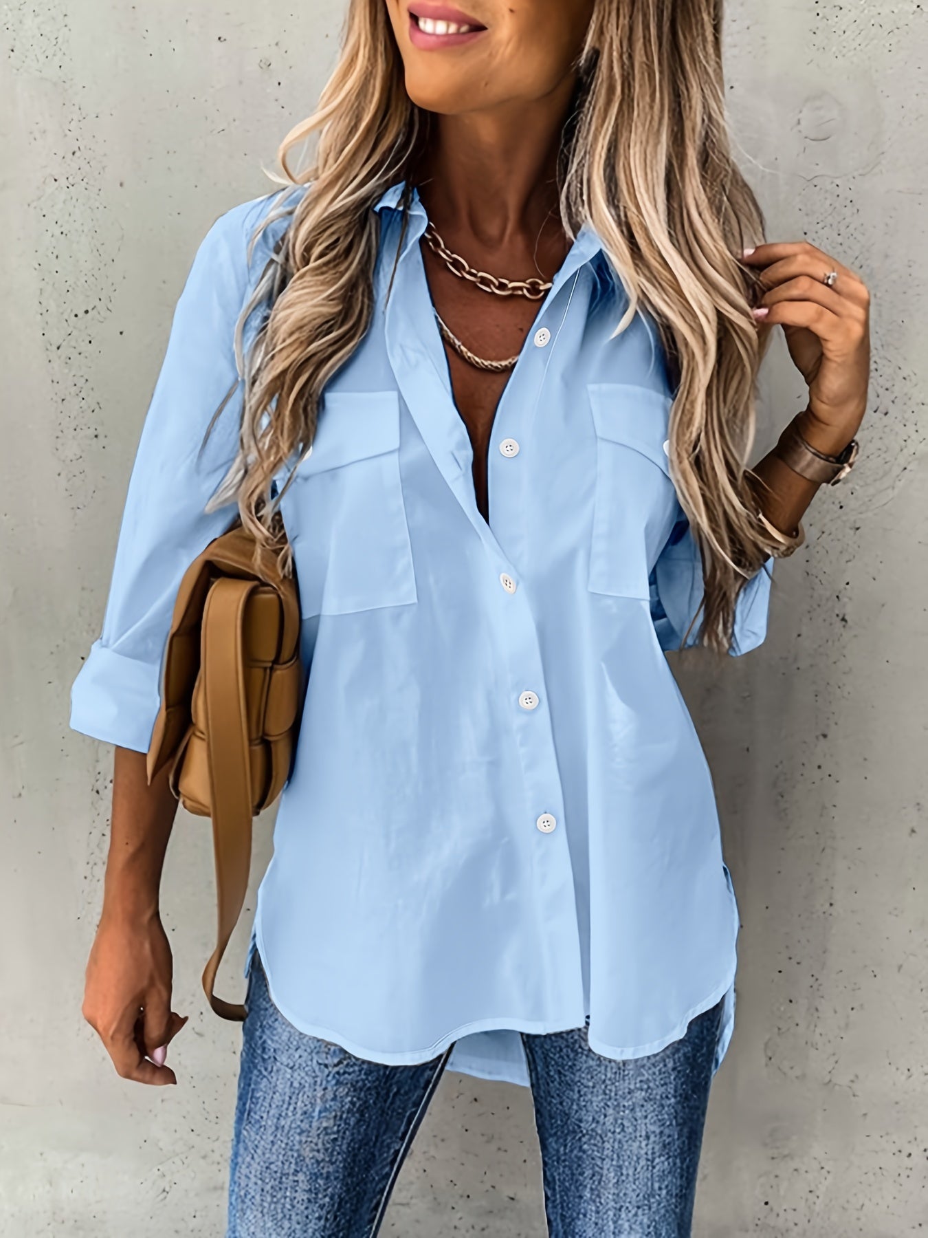 Aziza | Button Front Long Sleeve Shirt