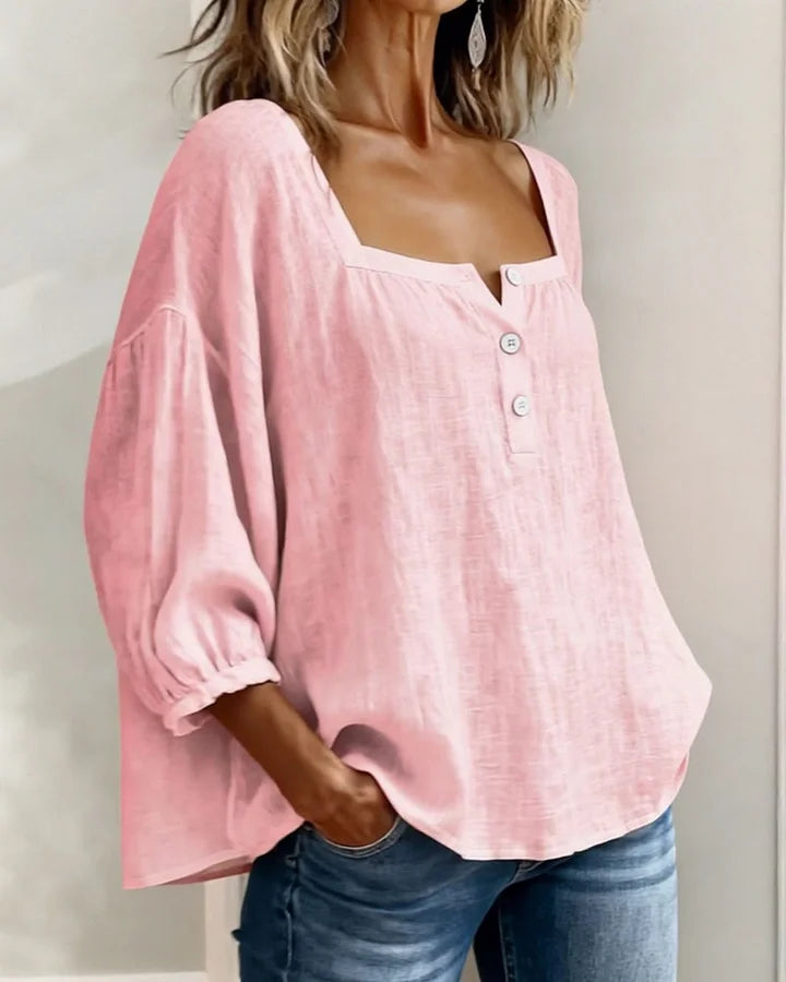Leontien | Square Neck Button Blouse
