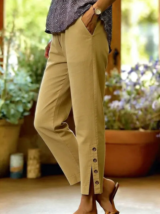 Kileza | Button Hem Loose Fit Trousers
